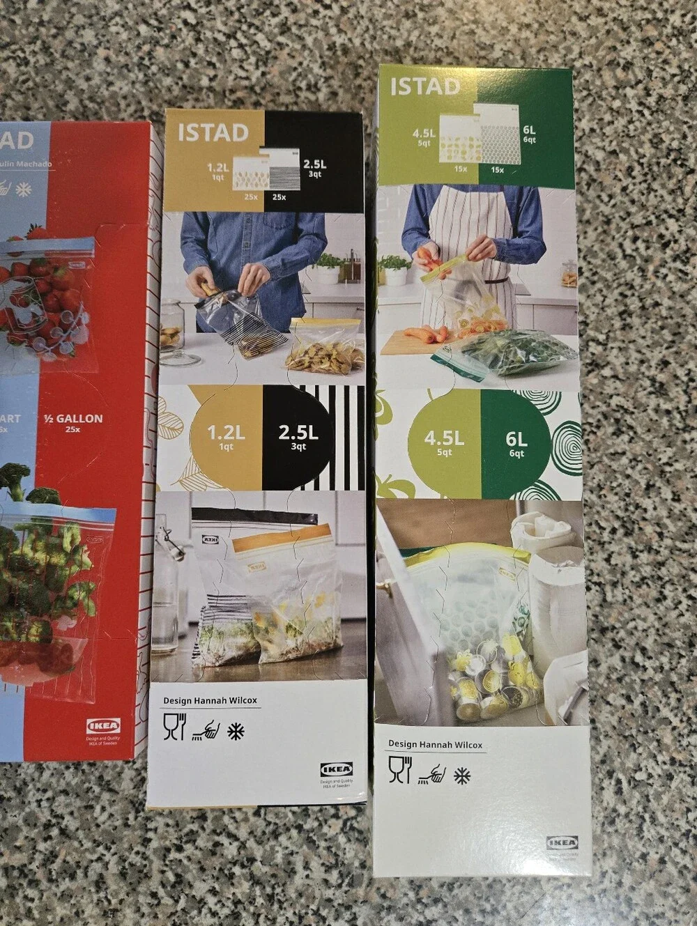 IKEA ISTAD Resealable Bag Packs in Blue, Red, Yellos and Black - Mix Sizes